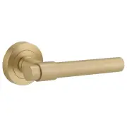 Helsinki Lever Round Rose, Brushed Brass