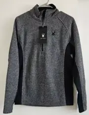Mens Spyder Outbound Jacket 1/4 Zip Pullover NWT Size Small Black/Gray Twill