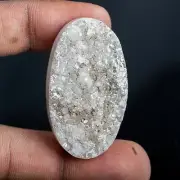 88.25Carat 100%Natural White Agate Druzy Oval Drusy Cabochon Gemstone
