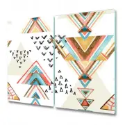 Glass Worktop Saver Ethnic Watercolour triangles abstract Colourful Art 2x30x52