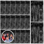 20 Pack Black Party Streamers Backdrop Tinsel Foil Fringe Curtains Halloween ...