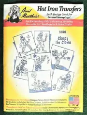 "Clancy the Clown" Aunt Martha's #3878 Embroidery Iron-On Resusable Transfers