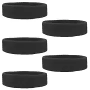 5 Pcs Mens Sports Headband Guys Elastic Band Sweatband Running Workout Gym Black