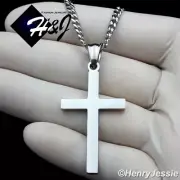20"Stainless Steel 3mm Silver Cuban Curb Chain Necklace Plain Cross Pendant*P