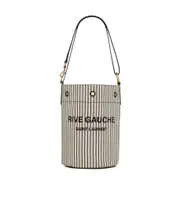 Saint Laurent Rive Gauche Striped Bucket Bag One size White/Black