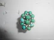 Kingman Turquoise Cluster Concho Southwestern Oval Ring
