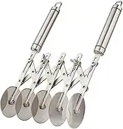 ﻿5-Wheel Stainless Steel Pastry Cutter, Multi-Use Kitchen Utensil for Baking, Lattice Cutting, Cookie Dividing - Heavy Duty Pastry Wheel with Ergonomic Handle