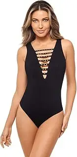 [Amoressa] Women's Swimwear Romancing The Stone Verzcruz Plunging Neckline Soft Cup One Piece Swimsuit