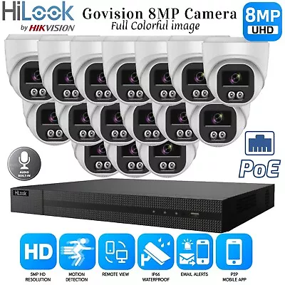 HIKVISION CCTV SYSTEM IP POE 8MP AUDIO MIC CAMERA COLOR NIGHTVISION SECURITY KIT