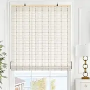 LazBlinds Cordless Bamboo Blinds, Roll Up Shades for Windows, Light Filtering Hanging Window Patio Indoor/Outdoor Porch - Blinds Size: 29 1/5'' W x 72'' H, Whitewash B (BAM-KKJL-69)