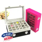 24 Grids Jewelry Box Organiz Storage Glass Container Display Watch Case Bracelet