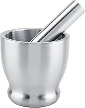 Baxnore Hand Mortar Pestle Set, Stainless Steel Garlic Grinder, Rustproof Mortar Bowl Pestle, Wear Resistant Mortar Pestle Grinder for Kitchen Home