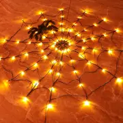 Halloween 80 LED Orange Spider Web Lights with Spider, Battery Powered 8 Modes L