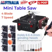 Mini Table Saw 4Blade 7Speed Cutting/Sanding/Engraving/Drilling All-in-1 Machine