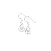Silver Cz Fancy Infinity Loop Hook Earrings