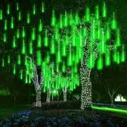 Solar Powered 10 Tube 360 LEDs Meteor Shower Lights Christmas Decoration Lamps-Green