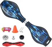 Deluxe Junior Caster Board in Amazing Blue Color, with Illuminating Wheels for More Excitement, Fun and Visibility, Durable Twistboard for Teenagers, Adults and Professional