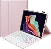 Jarttarn Touchpad Keyboard Case Compatible with Lenovo Xiaoxin Pad 11 2025 11inch TB335FC, Magnetic Removable Wireless Colorful Backlit Keyboard Cover (Pink)
