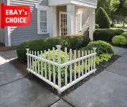 ZP19007 No Dig Vinyl Corner Picket Unassembled Accent Fence, 42" X 30", White