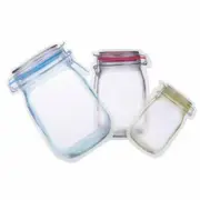 Mason Jar Style Pack Food Washable Storage Bags PE Reusable Bag Stand Pouch 10pcs 2 Patterns