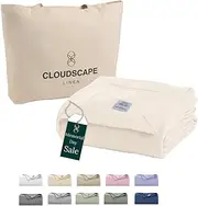 Cloud Scape Linen Herringbone Cotton Throw Blanket for Couch, Bed,Sofa, Home Decor, Soft, Lightweight, All-Season Bed Blanket, 50 x 70, Ivory