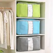 Quilt Storage Bag Moisture Dust Proof Closet Organizer Non-Woven Blanket Pillow Storage Large Mobile Clothe Visible Bag