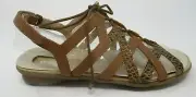 NATURALIZER WOMEN'S WHIMSY SADDLE TAN LEA. SNAKE PATTERN SLINGBACK SANDALS 9/M