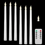 TheaPro LED Candles Flameless Taper Flickering with 10-Key Remote Battery Operated Window Candles Lights Set of 6 Led Warm 3D Wick Light for Christmas Diwali Home Wedding Decor