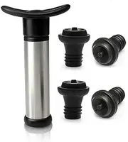 [AIMALL] Wine Saver Vacuum Pump Sealer Preserver Set with 4 Valves Air Bottle Stoppers, Leak-Proof Design, Black