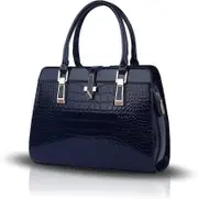 Ladies Handbags Fashion Zipper top Handle Bag Leather Shoulder Messenger Bag for Women(Navy Blue)