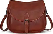 [HESHE] Leather Crossbody Bags for Women Designer Shoulder Purse Satchel Handbag Vintage Saddle Bag