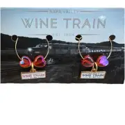 Napa Valley Wine Train Wine Glass Charms Set of 2 Hearts Pink Gold Drink Markers