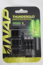 NAP Thunderglo Lighted Nocks Green Universal Fit 3 pk. - New!