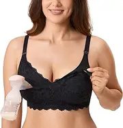 [MOMANDA] Women's Pumping Bra Hands Free Lace Nursing Bras Cute Support Maternity Breastfeeding Breast Pump Bra