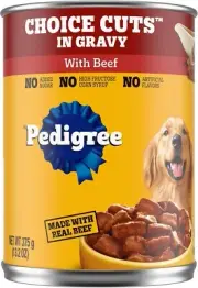 PEDIGREE CHOICE CUTS IN GRAVY Adult Canned Soft Wet Dog Food with Beef, 13.2 oz.