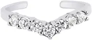 [JewelryWeb] 925 Sterling Silver With Rhodium Finish Shiny Cuff Type toe ring With White CZ Simulated Diamond