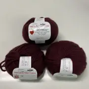Lot Of 3 Trendsetter Yarn Duchess - Color 343 (Wine) - New - Same Dye Lot