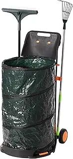 Gardenised All Purpose Garden Cart and Leaf Collector, Bonus Hand Leaf Rakes Included,Green