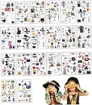 Halloween Stickers Halloween Tattoos 20Pcs/Set Glow In The Dark Halloween Tattoos for Kids Spooky Ghosts Skeletons Pumpkins Temporary Tattoos Decor for Party Favors