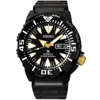 在飛比找Yahoo!奇摩拍賣優惠-「官方授權」SEIKO 精工時尚潛水黑鋼日期機械腕錶SRP5