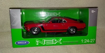 New (NIB) Nex Models 1970 Red Ford Mustang Boss 1 :24-27 Scale Diecast by Welly