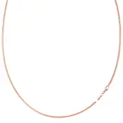 Round Omega Chain Necklace With Screw Off Lock In 14k Rose Gold, 1.5mm, 17"