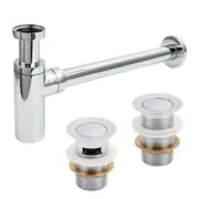 Chrome Bathroom Basin Waste Sink Pop Up Push Button Click Clack Plug Unslotted