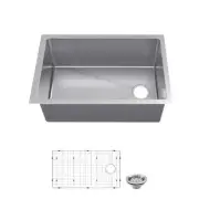 Glacier Bay Undermount 31 in Single Bowl Stainless Kitchen Sink Kit
