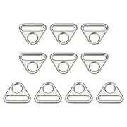 10Pcs 0.98" Adjuster Triangle with Bar Swivel Clip D Dee Ring Buckle Silver