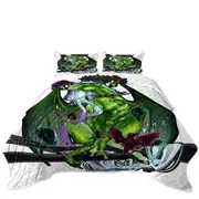 Fantasy Art Green Dragon and Crows Coverlet