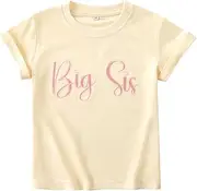 [Modadbabi] Big Sister Shirt for Toddler Baby Girls Announcement T-Shirt Sibling Reveal Tee Tops Outfits Clothes 1-5t