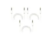 3x Crest 1.5m Coiled 3.5mm to 3.5mm AUX Male Audio Cable for Speakers Car White