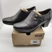 Clarks Emslie Warren Boot Women's Size 10 W Block Heel Black Leather Bootie