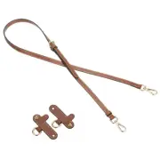 Adjustable Leather Shoulder Strap Purse Straps Replacement with Gold Clasp Brown